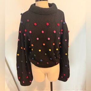 FARM Rio Black Sweater with Colorful Dots